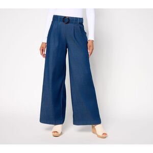 Studio Park Women's Petite Pants PS x Rosina Grosso Pull-On Lyocell Blue A688862